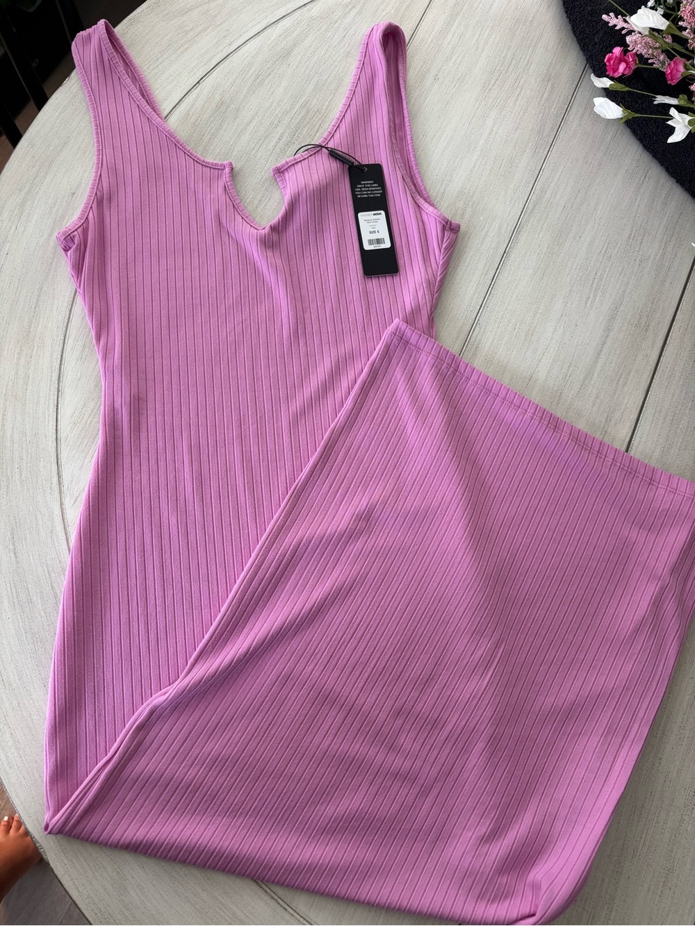 Ribbed Maxi Dress in Hot Pink